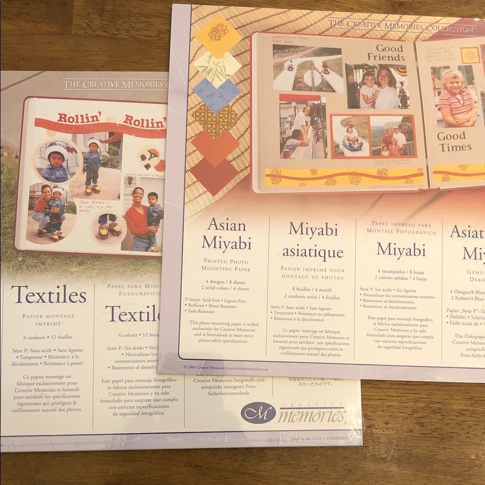 Creative Memories Textiles and Miyabi Paper Pack Scrapbook Kits